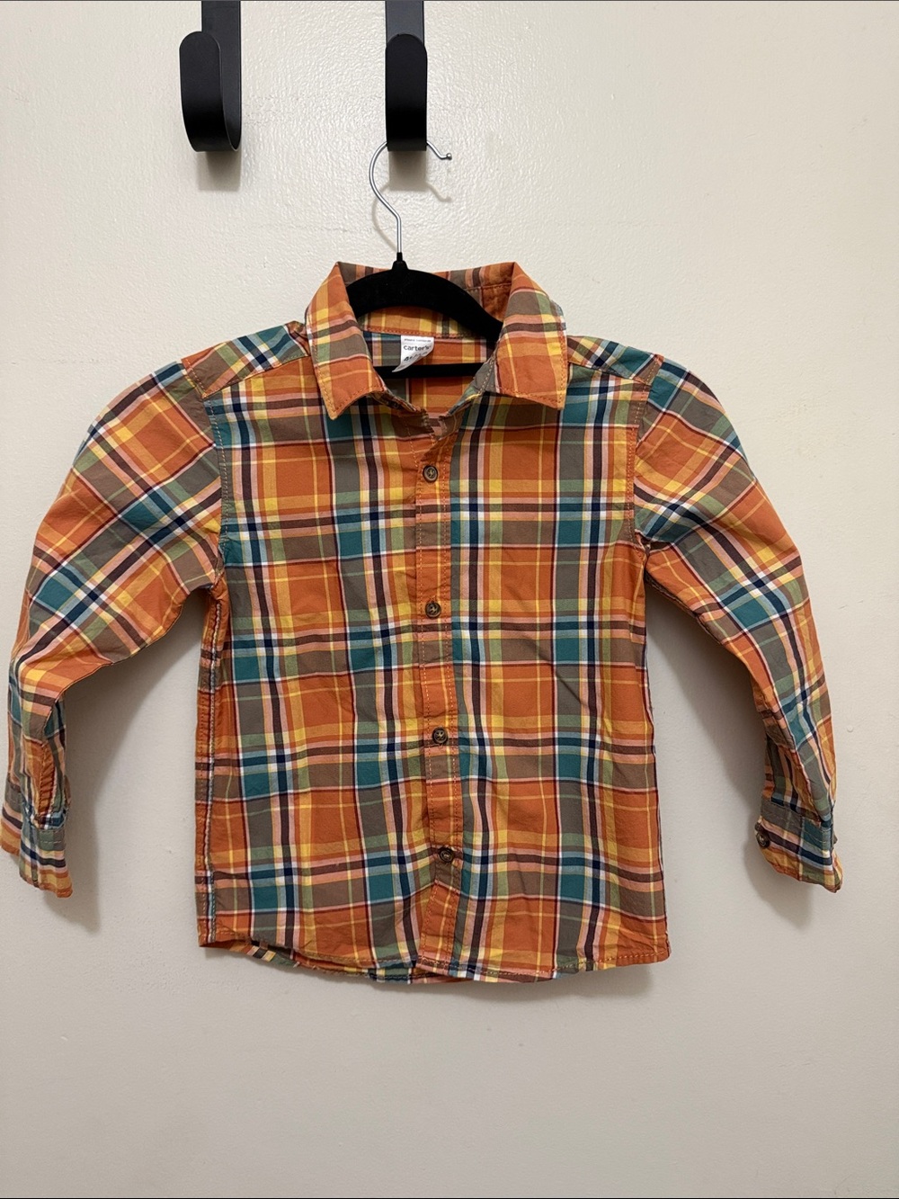 Carter's Orange, Green & Yellow Plaid Button-Down Shirt